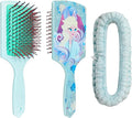 LUV HER Frozen Kids Hair Brush & Spa Headband Set for Girls - Features Elsa - Fun Grooming Kit for Detangling, Styling & Skincare - Soft & Stretchy, One Size, Ages 3+