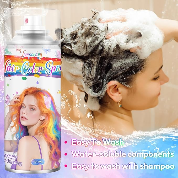 White Temporary Hair Color Spray for Kids & Women- Washable Root Touch Up Hair Dye, Non-Sticky Hair Wax for Christmas,Cosplay,Parties (120ML, White)