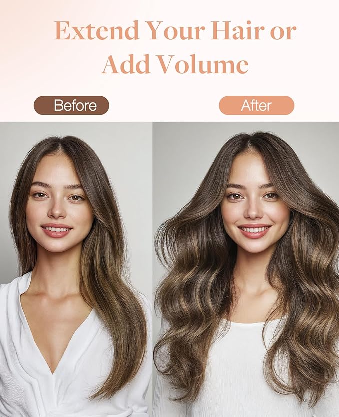 GOO GOO Invisi Edge Tape in Hair Extensions Human Hair, 4/27/4 Balayage Chocolate Brown to Caramel Blonde 10pcs injected with 10pcs classical tape ins, 18inch 50g, Virgin Remy Hair, Natural Look