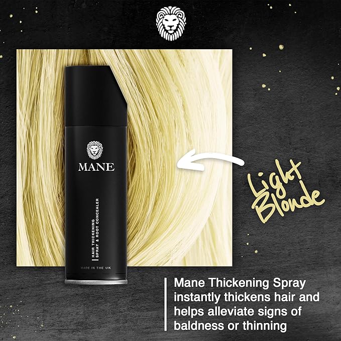 MANE Hair Thickening Spray & Root Touch Up, Seal & Control Combo Pack, Instantly Thicker Hair for Men & Women, Fill in Hairlines and Hide Thinning and Fine Patches - Light Blond, 12 Colors (6.76 oz)