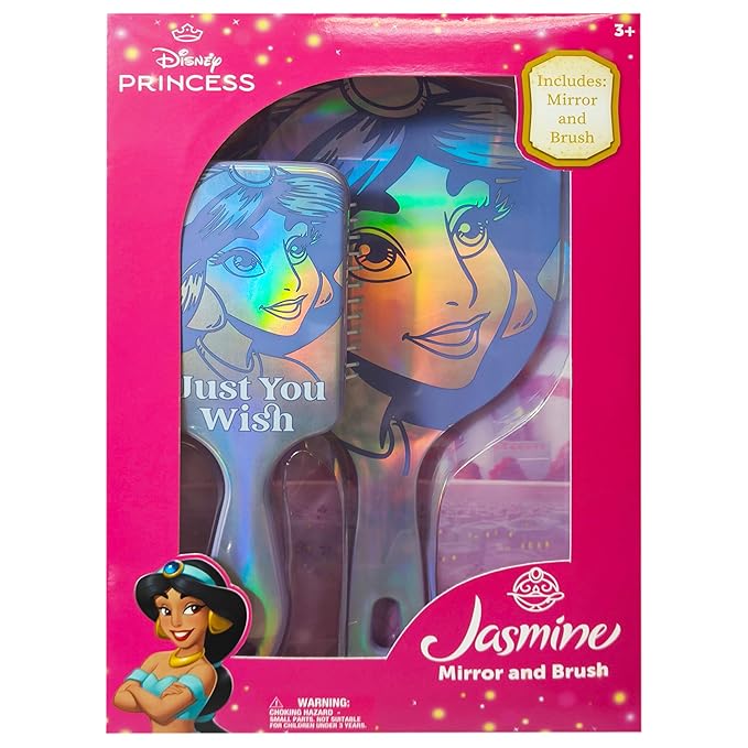 LUV HER Disney Princesses Spa Set for Girls Age 3+ - Includes Paddle Hair Brush and Hand Mirror featuring Jasmin - Imaginative Play and Self-Care - Develops Creativity and Fine Motor Skills