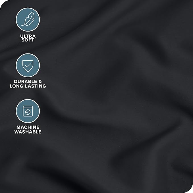 Bare Home Premium 1800 Ultra-Soft Microfiber Pillowcase Set - Double Brushed - Hypoallergenic - Wrinkle Resistant (King Pillowcase Set of 2, Black)