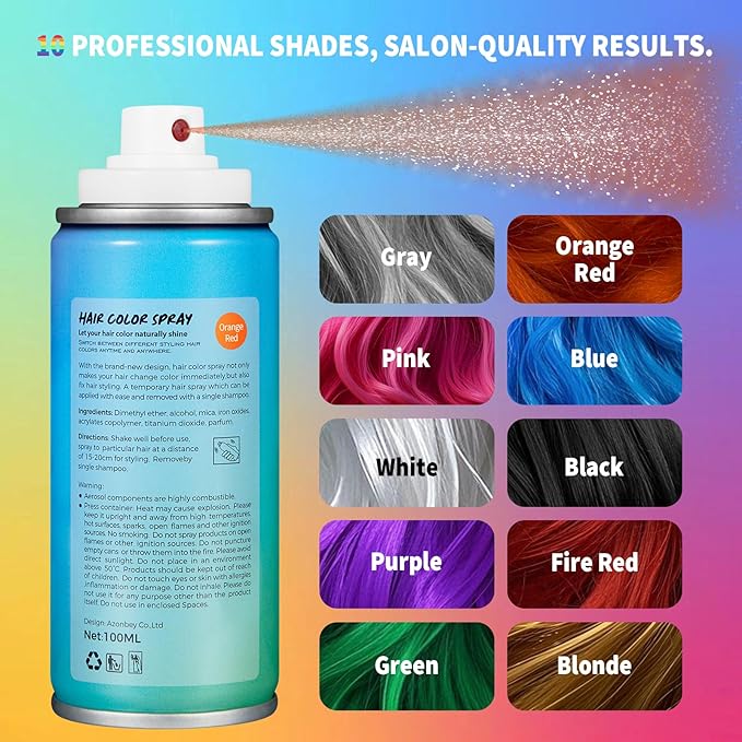 Halloween Hair Spray,Temporary Hair Color Spray for Women Kids Men,Washable Hairspray,Colored Hair Spray,Color Hairspray for Halloween,Party,Cosplay,Christmas Day (03#Orange)