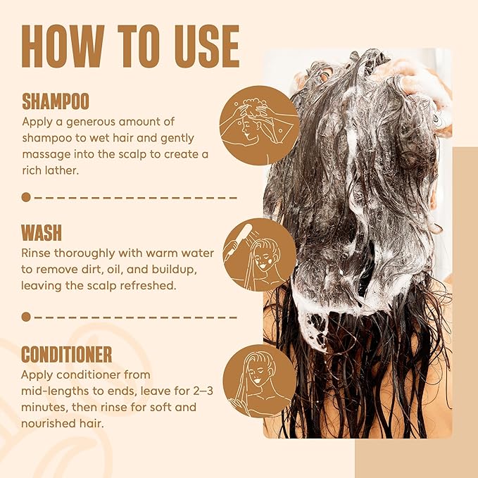 Caffeine Biotin Shampoo and Conditioner Set | 16 fl oz Each | with Batana Oil | Nourishing & Strengthening Formula | Promotes Hair Growth, Thickness & Fuller-Looking Hair