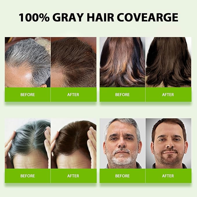 Light Brown Hair Dye Shampoo for Women & Men, 15 Min Gray Coverage, 3 in 1 Semi-Permanent Color with Natural Herbal Ingredients, Lasts 60 Days