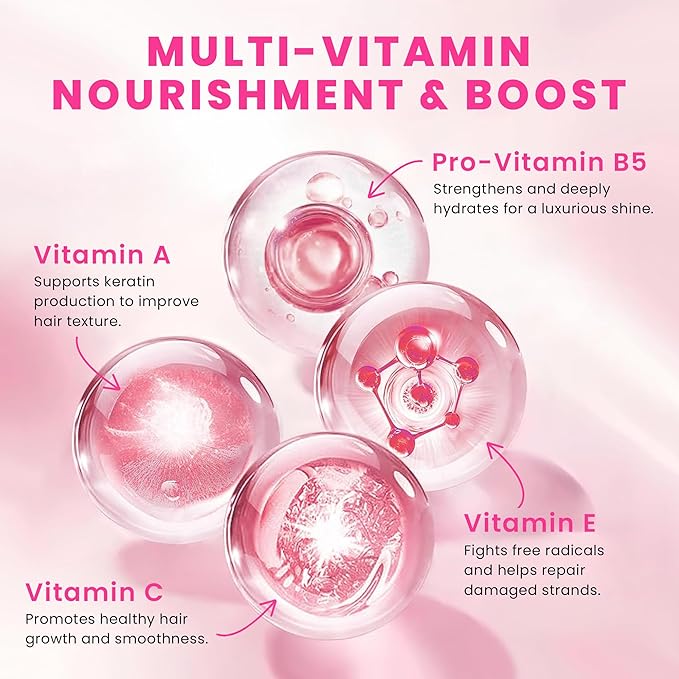 Hussell Hair Serum - No Rinse with Argan Macadamia & Avocado Oils - Vitamins A, E, Pro B5 - Conditioner for Women & Men - Pack of 2, 80 Capsules