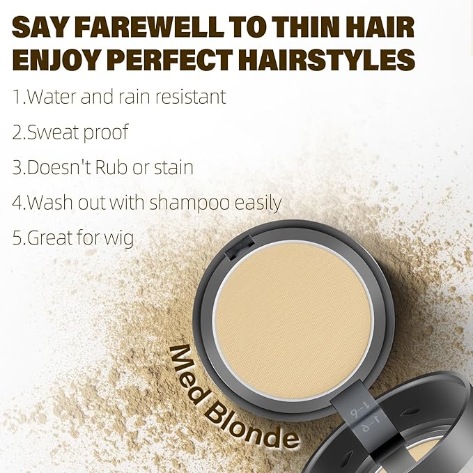 Root Touch Up Hair Color Powder For Concealing Hair Loss & Thinning, Gray Hair Shadow Powder Root Cover Up For Women & Men (Medium Blonde, 0.35 Ounce)