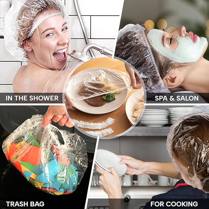 Years calm 30PCS Disposable Shower Caps, Clear Shower Caps for Travel, large Plastic Hair Caps for Women, Home Use, Hotel (30PCS large Size 20.5"