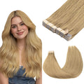 GOO GOO Tape in Hair Extensions Human Hair, 7 Bronde, 12inch 80g 40pcs, Skin Weft Seamless Invisible, Silky Straight with Thick Ends, Remy Human Hair