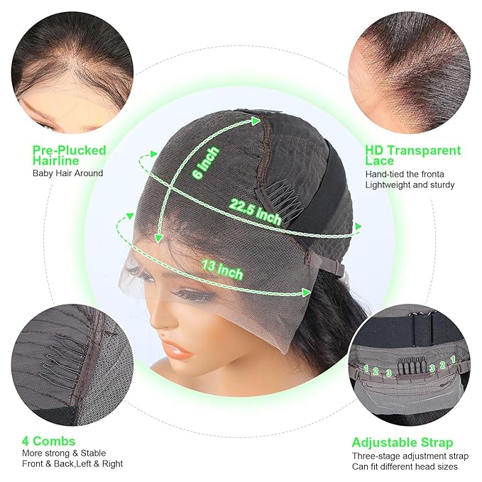 30 Inch 13x6 HD Lace Front Wigs Human Hair 200 Density Deep Wave Lace Front Wigs for Women Glueless Wet and Wave Lace Frontal Wigs Human Hair Pre Plucked Deep Wave Wig 12A Curly Wigs