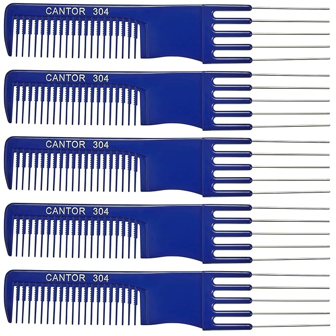 Lift Teasing Comb and Hair Pick 5 Pack Stainless Steel Lifts - Chemical and Heat Resistant Detangler - Anti Static Comb For All Hair Types By Cantor