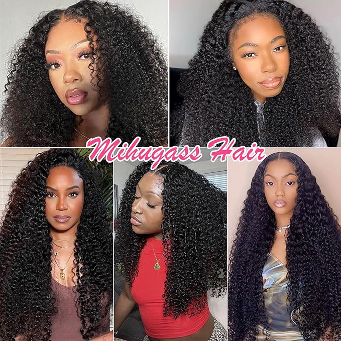 20 inch 3c 4a Kinky Curly Clip ins Real Human Hair for Full Head Full Curly Clip on Hair Extensions Natural Black Color Clip in Hair For Women 120g/pack(20inch,#1B)