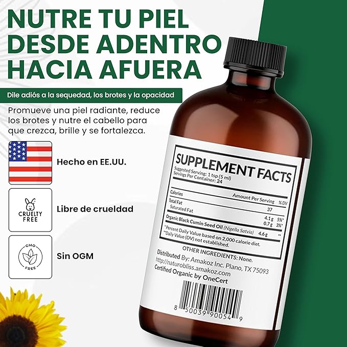 NaturoBliss Organic Black Seed Oil 100% Virgin Cold Pressed Omega 3 6 9 Super Antioxidant for Immune Support, Joints, Mobility, Digestion, Hair Skin Vegan, Gluten-Free, Non-GMO USDA Certified 4oz