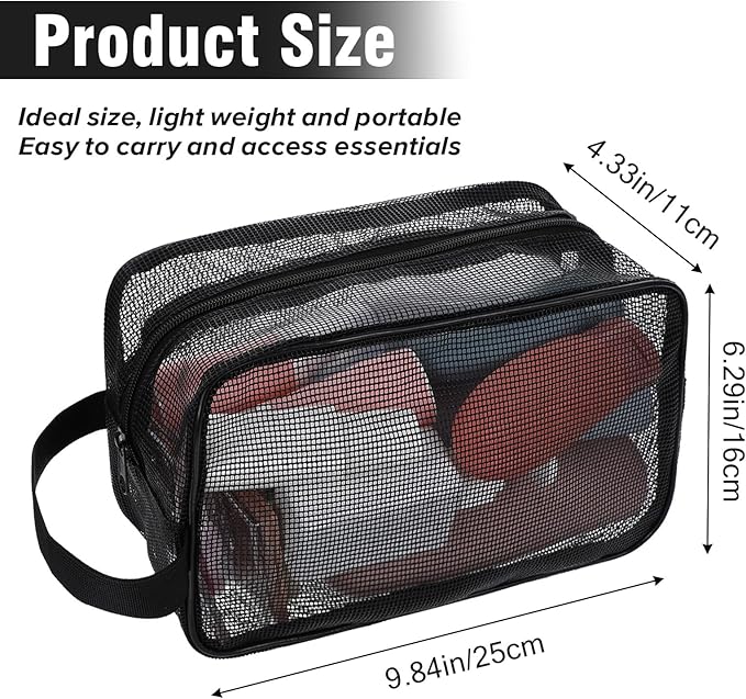 1 Pcs Mesh Shower Caddy Portable Travel Mesh Toiletry Bag Quick Dry Tote Bags Dorm Toiletry Organizer for Women Men Gym Bag Camping Organizer Hanging Bathroom Mesh Bag Black 9.8 × 6.3 × 4.3 Inch