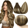 Full Shine Tape in Hair Extensions Real Human Hair Color 4/27/60/8 Brown and Blonde Tape In Extensions 14 Inch Remy Hair Extensions Tape ins Invisible Seamless Invisible Straight Hair 20 Pcs 50G