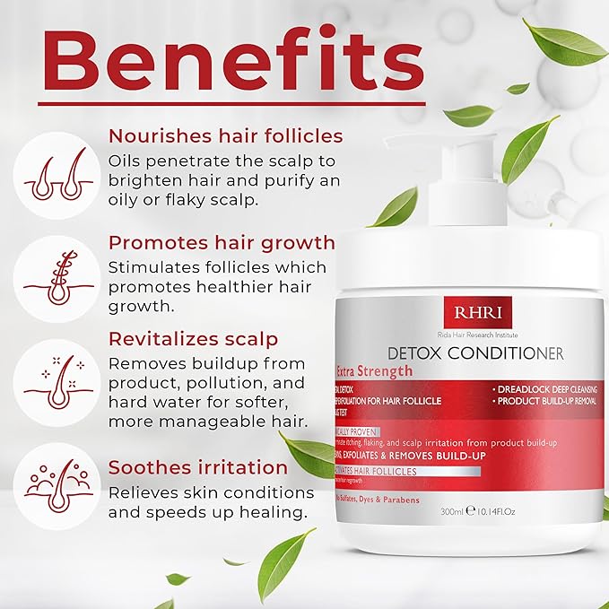 Detox Conditioner – Deep Cleansing Hair Conditioner for Damaged Dry Hair | Heavy Metal Detox & Build-Up Removal | Nourishing Scalp Care, Sulfate-Free Formula – 300ml