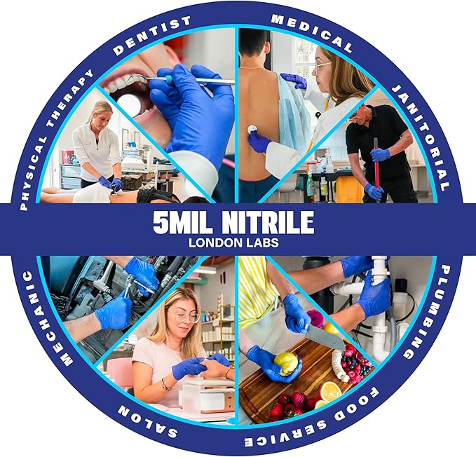 Cobalt Blue 5 Mil Nitrile Exam Gloves Disposable Latex Free | Medical Rubber Gloves for Doctors, EMT, First Aid Kit, Food Service & Cleaning | Pack of (100 CT)