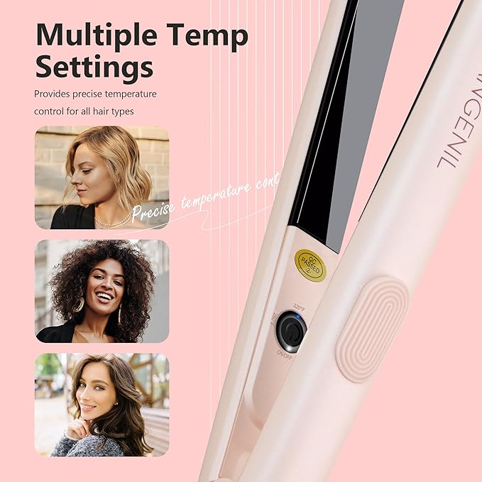 ANGENIL Ultra Mini Hair Straightener Flat Iron for Short Hair, 0.7 Inch Ceramic Dual Voltage Hair Straightener, Small Flat Iron Edges with Silicone Heat Resistant, Fast Heating (280℉- 320℉ -380℉)