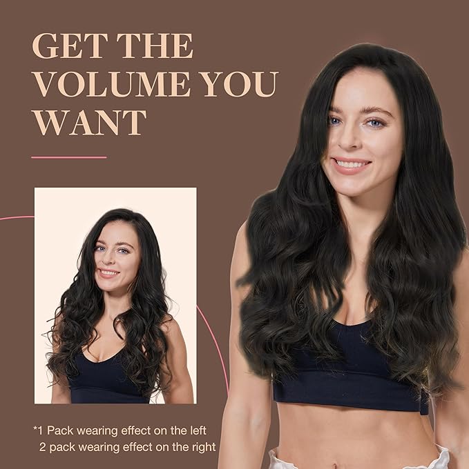 GOO GOO Clip in Hair Extensions Real Human Hair, Remy Human Hair Extensions Clip ins for Women, Natural Human Hair, 18inch 180g 7Pcs, #1B Natural Black