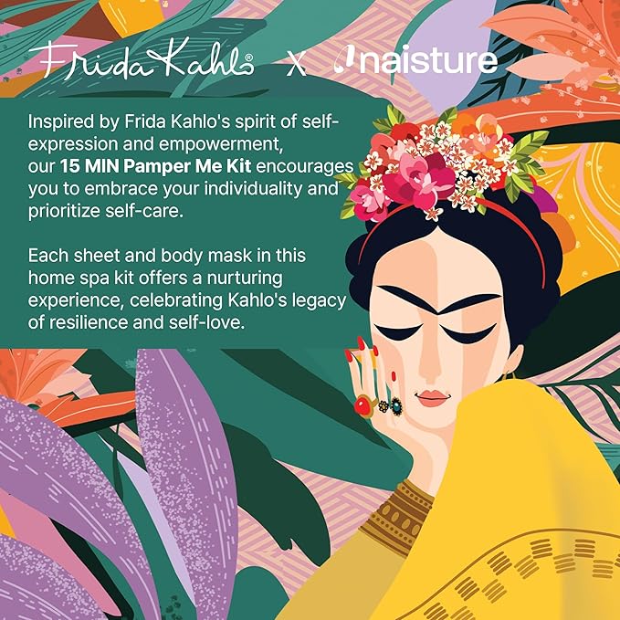 Frida Kahlo 15 Min Pamper Me Kit by Naisture – Korean Spa and Skincare Kit for Women with Hair, Hand, Foot, Eye, and Face Masks