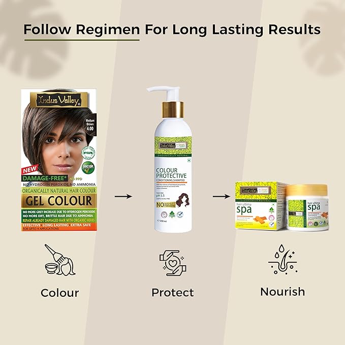 Indus Valley Natural Organic Damage Free Gel Hair Color | Ammonia Free, Vegan & Cruelty Free | Up to 100% Gray Coverage, Long Lasting Results |Medium Brown 4.0 (20gram+200ml)