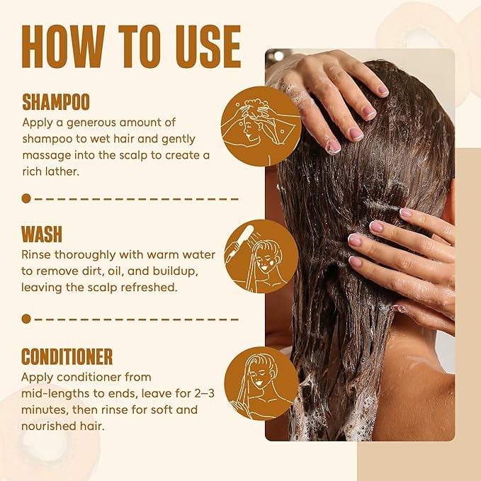 Batana Oil Shampoo and Conditioner Set | 16 fl oz Each | with Biotin & Tea Tree | Moisturizing, Strengthening & Nourishing Formula | Promotes Hair Growth and Thickness