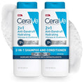 CeraVe 2 In 1 Hydrating Anti Dandruff Shampoo And Conditioner Twin Pack, 1% Pyrithione Zinc Dandruff Treatment Helps Eliminate Dandruff, Color Safe & Sulfate Free, 12 Fl Oz Each (Set of 2)