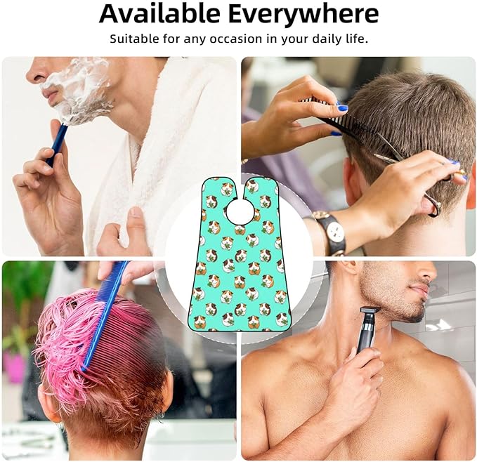 Beard Bib Apron for Men Shaving, Waterproof Non-Stick Hair Catcher with Suction Cups, Grooming Essential for Dad Husband, Cute Guine Pig Shave Bib