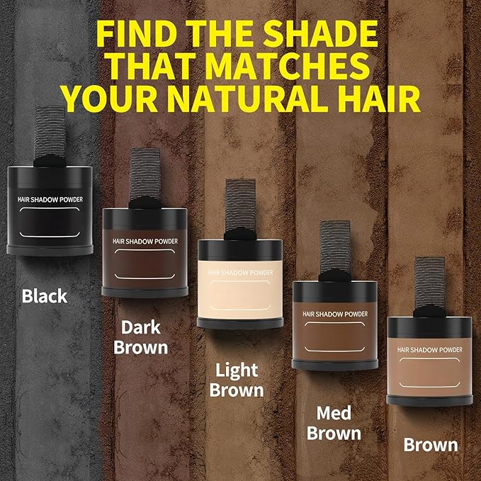 Gowwim Root Touch up Powder, Instantly Gray Hair Cover up Hairline Powder for Women & Men Waterproof and Sweatproof Root Cover Up Long-Lasting for Thinning & Loss Hair (Dark Brown, 10g)