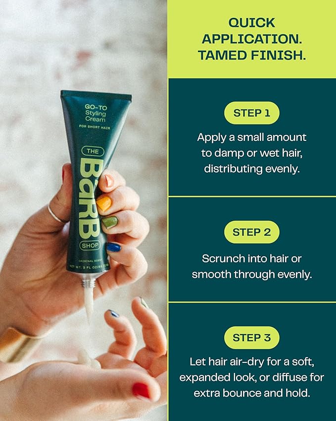 Barb Styling Cream for Women and Men - Soft Hold Hair Styling Cream for Curl Definition and Frizz Control - Lightweight, Natural Finish - Fragrance Free - 3 fl oz