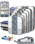 10 Set Compression Packing Cubes for Travel Essentials,Compressible Expandable Packing Cubes for Suitcase,OlarHike Luggage Organizer Bags,Handy Helper for Organizing Clothes(Dark Blue Floral)