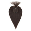 Hairro Human Hair Toppers with Wispy Bangs, 3D 360° Seamless Real Hair Toppers, Hand-Tied with 3.5"x4.7" U-shaped Base, Clip-In Hairpieces to Add Volume on Top, 12 Inch Dark Brown
