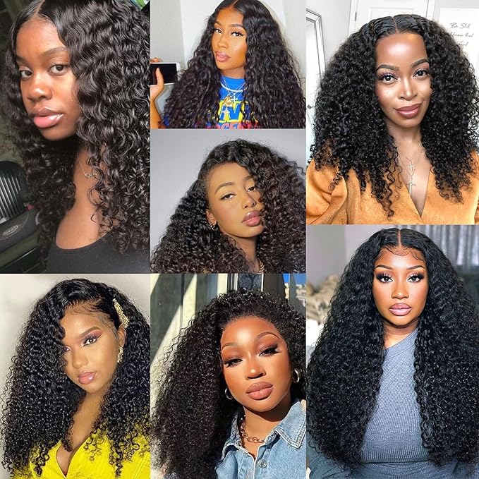 Curly Clip in Hair Extensions for Black Women Brazilian Virgin Human Hair Clip in Extensions 8Pcs Kinky Curly Clip ins Human Hair with 18Clips Double Lace Weft 120g 20nch Natural Black