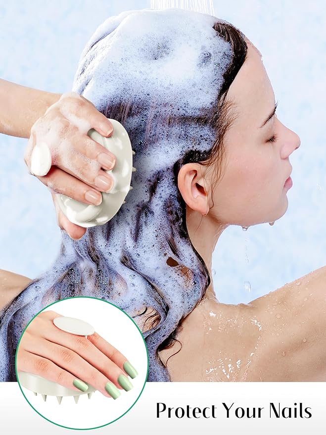 HEETA Scalp Massager Hair Growth 2-Pack, Soft Silicone Scalp Scrubber Shampoo Brush for Exfoliation Dandruff Removal Head Massage Stress Relax, Wet & Dry Use for Women Men Thick Thin Curly Hair Care