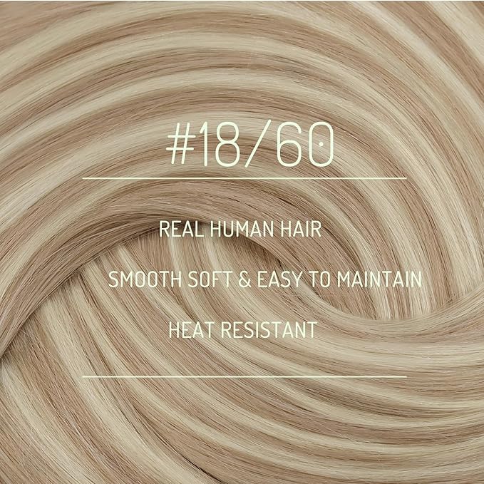 RUNATURE 150g Clip in Hair Extensions Real Human Hair Blonde Highlight 22 Inch Human Hair Extensions Clip Ins Straight Hair Easy to Install #18P60 Ash Blonde Highlight Platinum Blonde