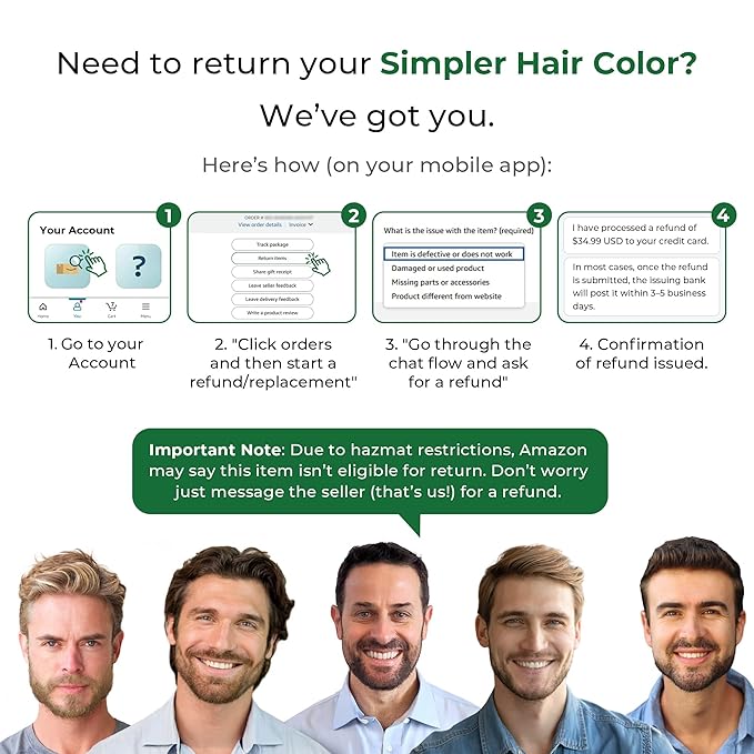 Simpler Hair Color for Men Kit for Full Gray Coverage - Blond Hair & Beard Dye for Men - Effortless Light Blond Hair Dye - Hypoallergenic Formula with No PPD