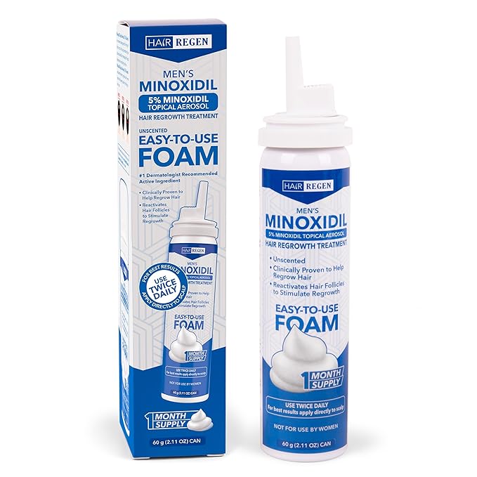 Minoxidil Foam for Men 5% Percent - Men's Hair Growth Treatment for Him- Topical Foaming Minoxidil for Men- Great for Hair Regrowth and Reduce Hair Loss - 1 Pack as 1 Month Supply