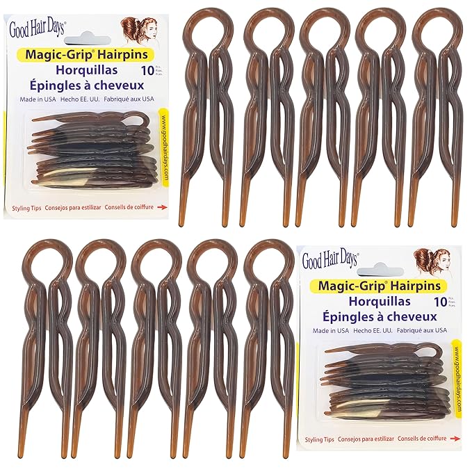 Good Hair Days Hair Pins - 2 1/2" Plastic, U-shaped Magic Grip Hairpins, Strong Durable Pins For Fine, Thick & Long Hair, Styling Accessories - Tortoise Shell, Set of 20