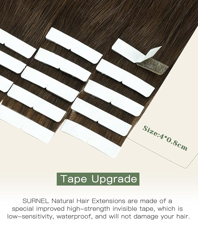 SURNEL Injected Tape in Hair Extensions 14 Inch #4 Chocolate Brown Upgraded Seamless Remy Invisible Tape in Extensions 20 Pcs 30g(#4,14)