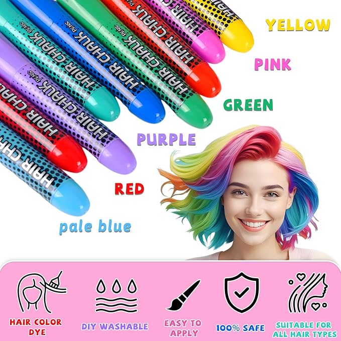 Hair Chalk for Girls Washable, 12-Color Temporary Hair Chalk for Girls Gifts for Dark Hair, Hair Dye Marker Gifts for Teen Girls Kids Age 5 6 7 8 9 10 11 12 13 Years Old for Christmas Birthday