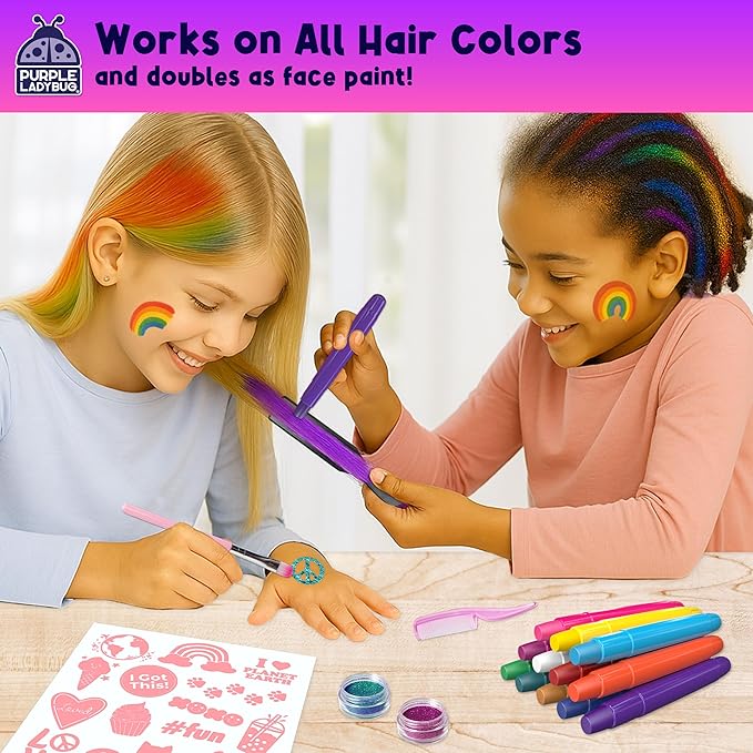 Hair Chalk for Girls Washable Hair Dye - Easter Basket Essential for Kids 8-10 6-8, Valentines Gift for Girls 6 7 8 9 10 11 12 Years Old, Temporary Hair Color for Kids Tweens Teens Birthday Party Gift