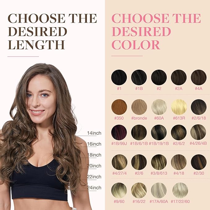 GOO GOO Tape in Hair Extensions Human Hair, 1D/2C/4E Chocolate Dip Color Melt, 14inch 50g 20pcs, Skin Weft Seamless Invisible, Silky Straight with Thick Ends, Remy Human Hair