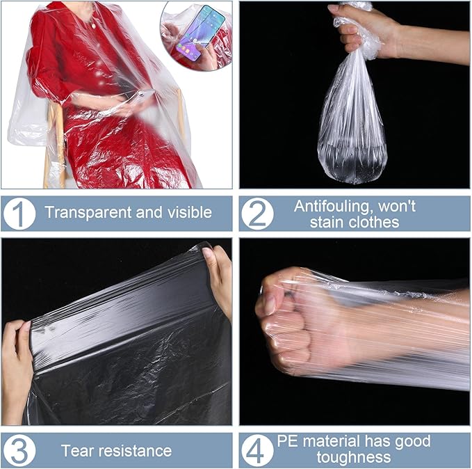 Yahenda 150 Pcs Disposable Salon Capes Bulk Waterproof Hair Cutting Capes for Barber Stylist Dye Supplies 59 x 43.3 Inch(Clear)