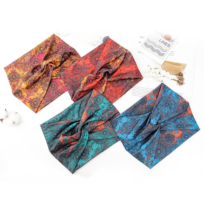Extra Wide Headbands for Women Large Turban Headband Non Slip Boho Elastic Hairband Hair Twisted Knot Head Bands Accessories