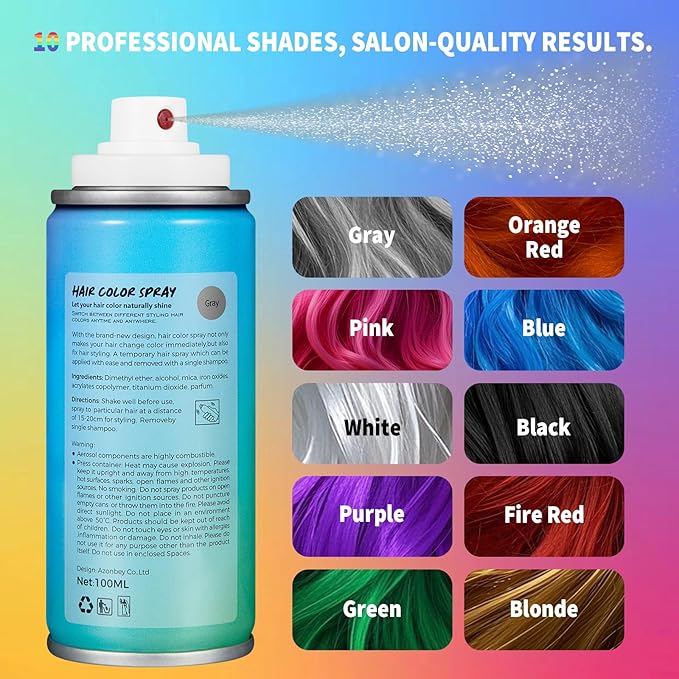 Halloween Hair Spray,Temporary Hair Color Spray for Women Kids Men,Washable Hairspray,Colored Hair Spray,Color Hairspray for Halloween,Party,Cosplay,Christmas Day (03#Gray)