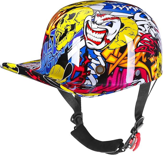 Baseball Style Cap Retro Motorcycle Helmet Unisex-Adult - DOT Approved