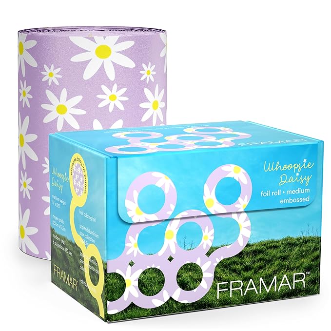 FRAMAR Daisy Hair Foil – Hair Foils For Highlighting Long Hair, Salon Foil For Hair Highlighting, Salon Foils For Hair Highlighting Kit, Salon Foils For Hair Stylist, Embossed – 320 ft