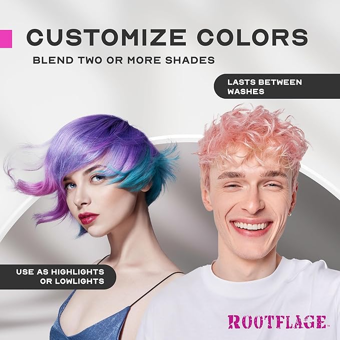 Rootflage Fun Temporary Hair Color- Works on Dark Hair (03 Blue Monday) Washes Out in 1 Shampoo
