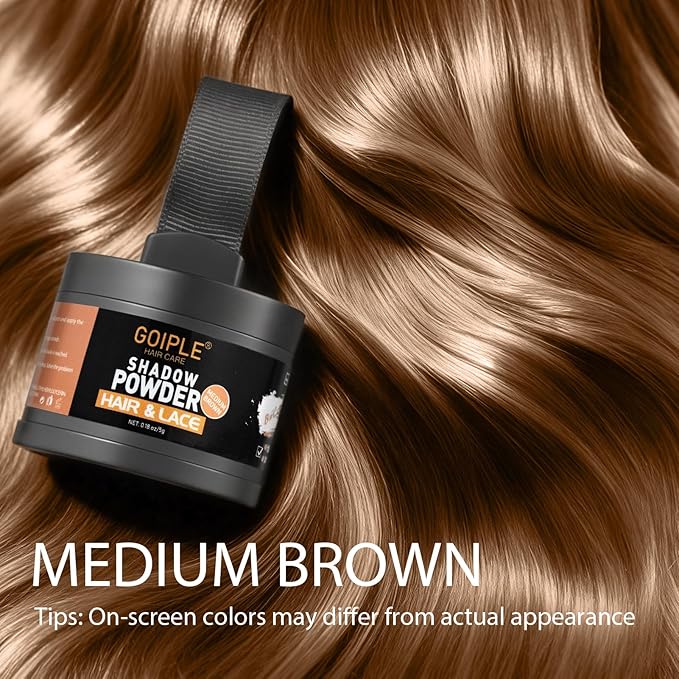 Root Cover Up Powder for Women - Medium Brown Hairline Powder for Bald Spots, Eyebrows, Beard Line, Light-Blonde Hair Fibers for Thinning Hair Shadow Powder 2 Pack