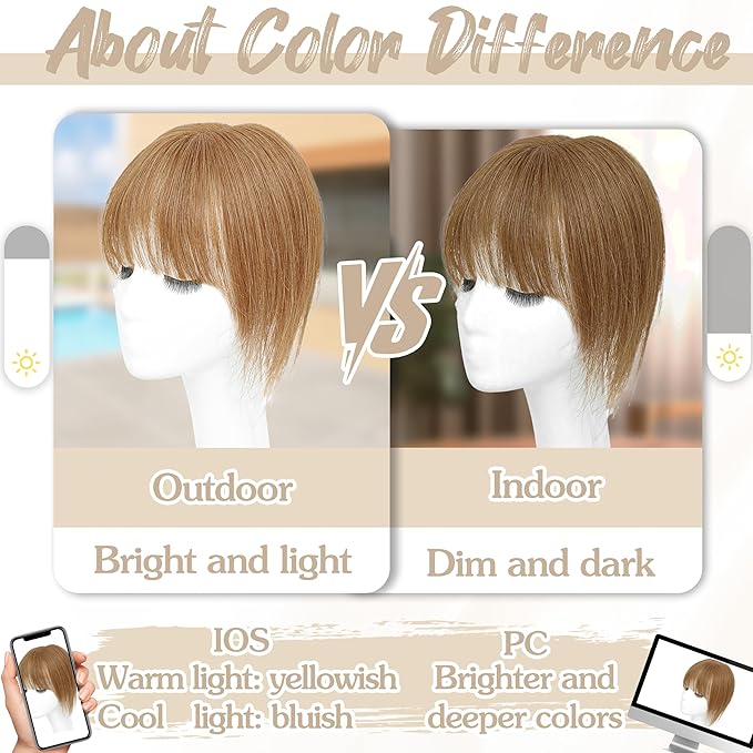 Human Hair Toppers for Women - 150% Density Clip In Hair Topper with Bangs U Shape 10 Inch Toppers Hairpieces for Women Perfect for Thinning Hairr Ideal for Daily Use Light Brown